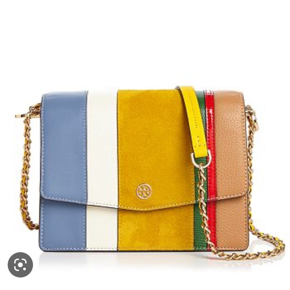 Tory Burch Multicolor Leather and Suede Robinson Convertible Shoulder Bag